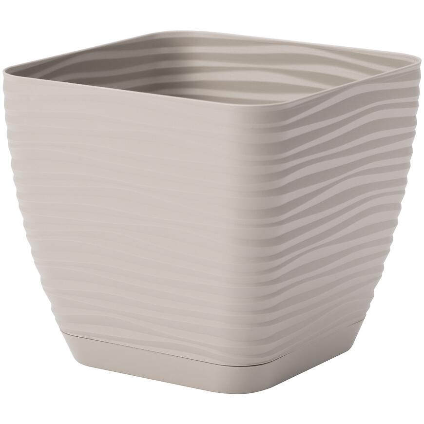 Kvetináč Sahara Petit štvorec s podmiskou 15 cm svetlo sivá