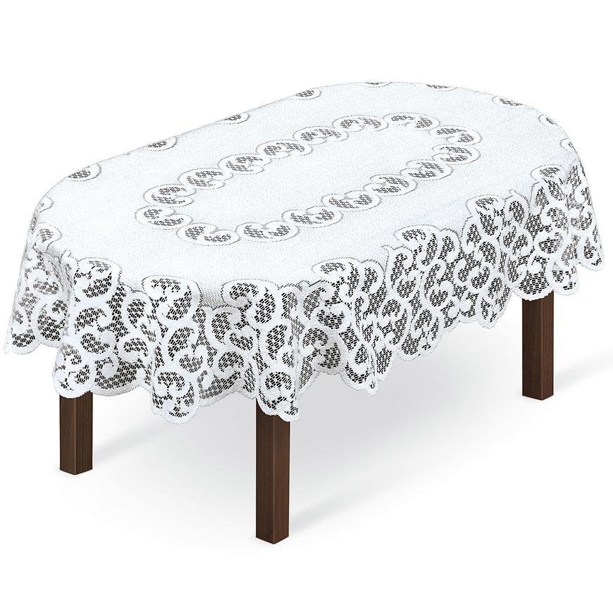 Žakárový obrus 250171 oválny 140X220 biely