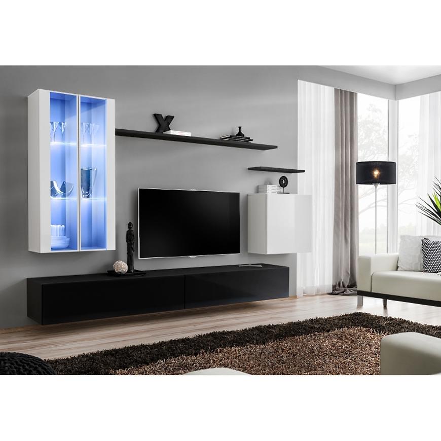 Obývacia stena Switch Sklo +LED XII Biely/čierna