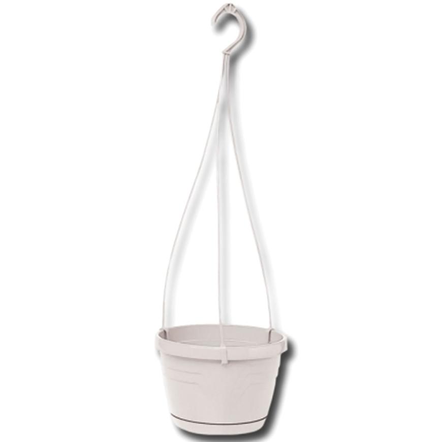 Závesný kvetináč LOGATO s podmiskou plast 20x15 cm biely
