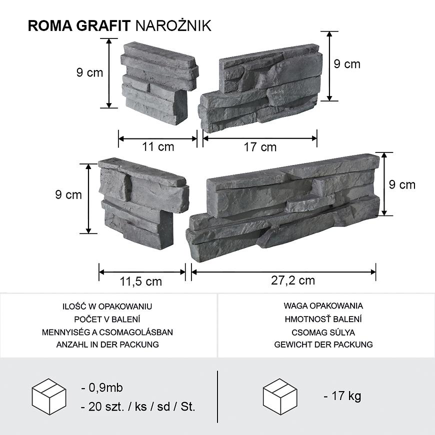 Betónový obkladový kameň Roma Grafit rohový