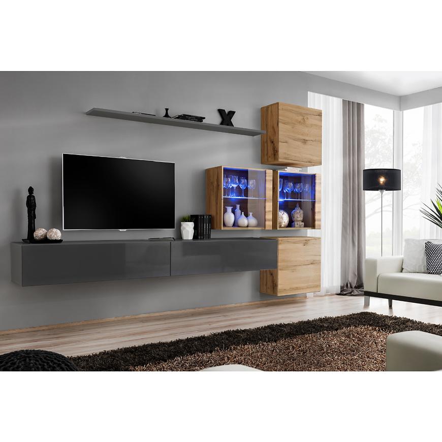 Obývacia stena Switch XIX Sklo +LED Grafit/Wotan
