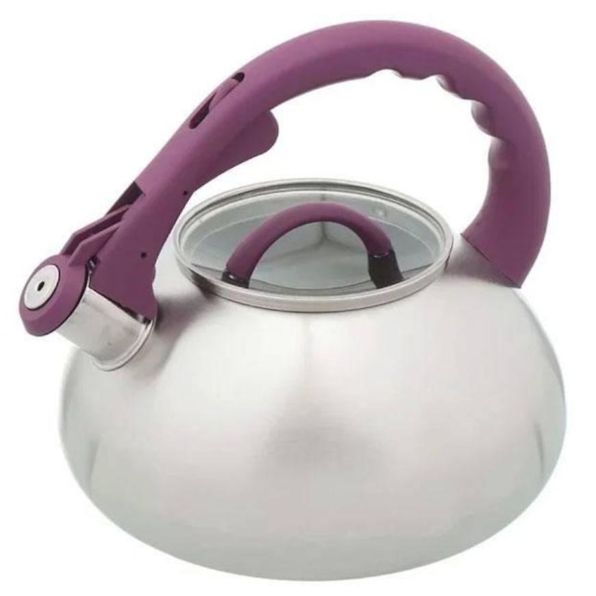 Oceľový čajník so skleneným poklopom 2,8L