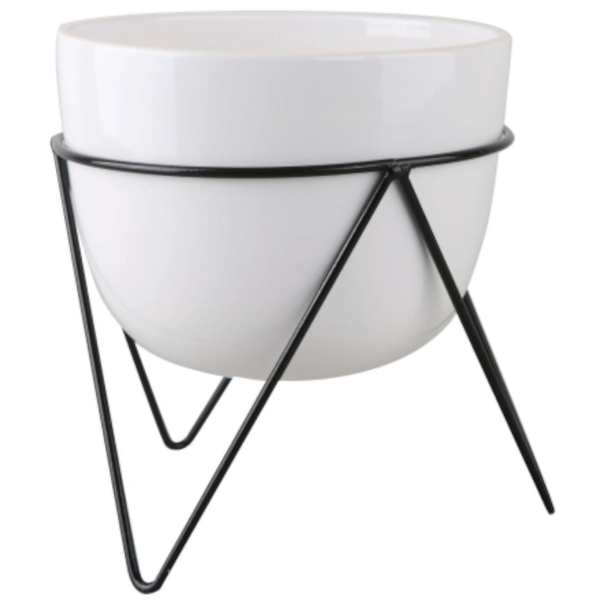 E-shop Obal na kvetináč Modern v stojane biely