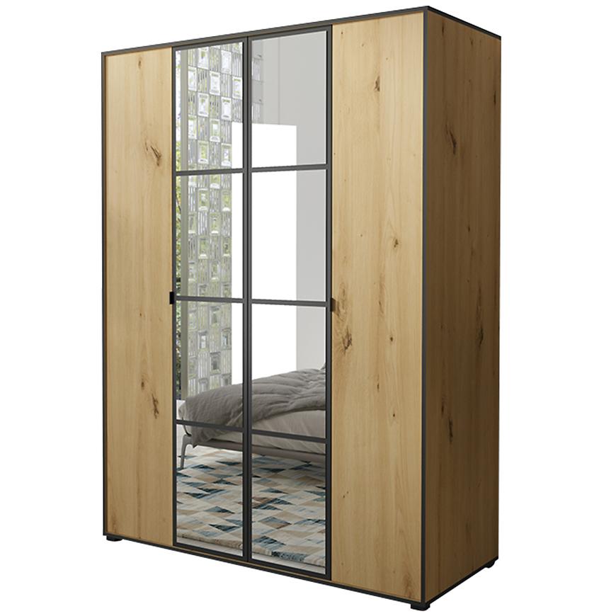 Skriňa Oslo I 150 Artisan/čierna/zrkadlo