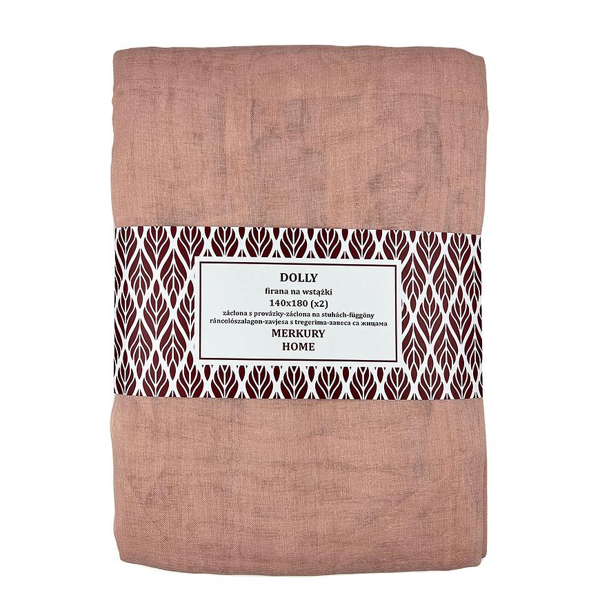 Záclona na stuhách Dolly polyester svetloružová 140x180 (x2) Merkury Home