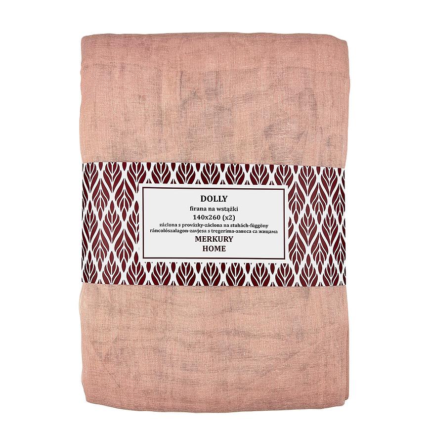 Záclona na stuhách Dolly polyester svetloružová 140x260 (x2) Merkury Home