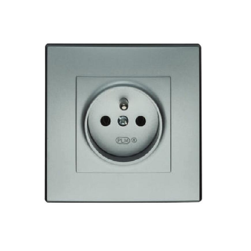 GP-1LZ Jednonásobná zásuvka s uzemnením strieborná metalíza