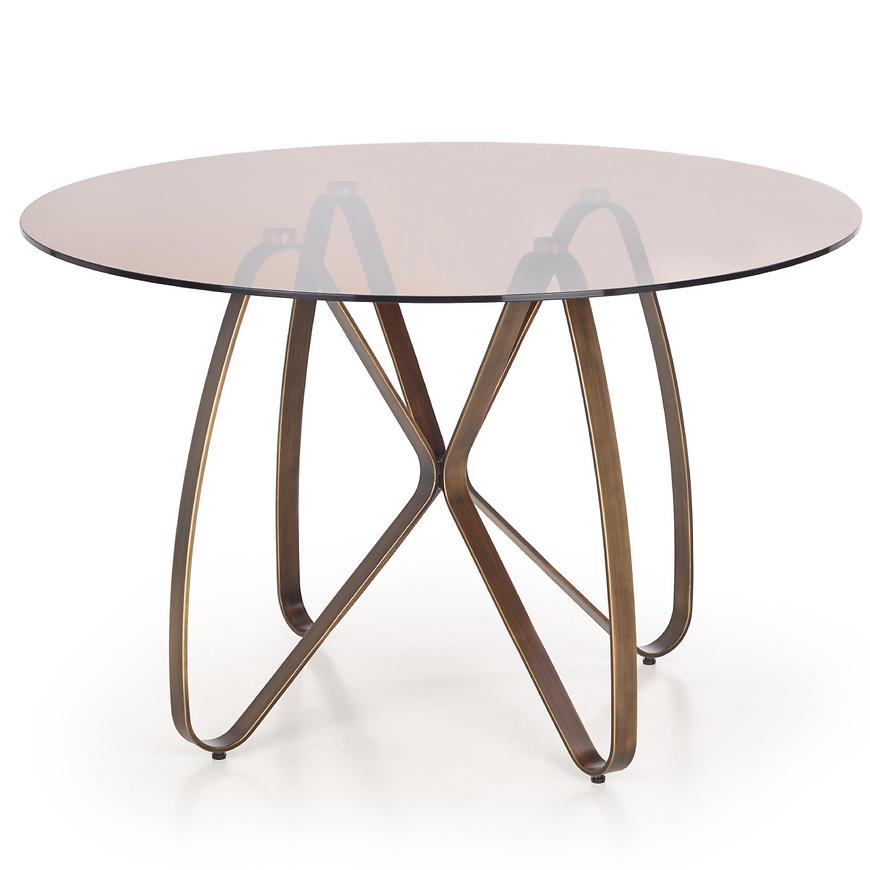 Stôl Lungo 120 Sklo/Oceľ – Hnedá/Zlatá