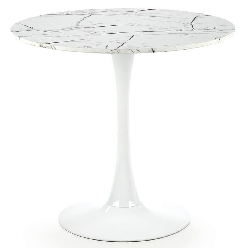 Stôl Denver 80 Mdf/Oceľ – Biely Marmur/Biely