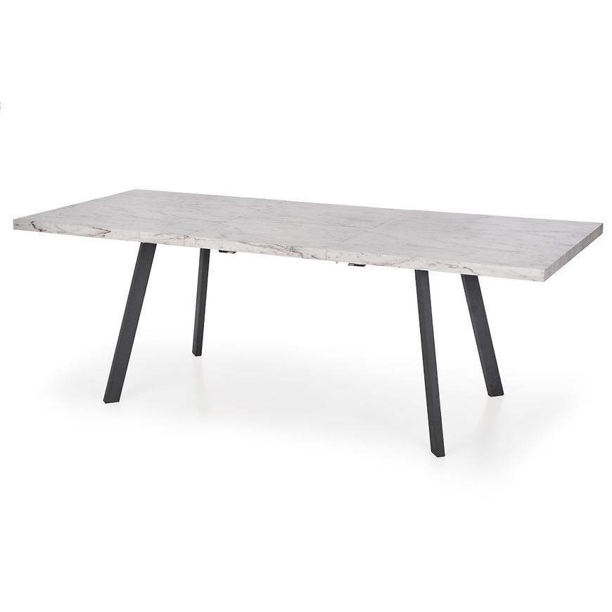 Rozkladací stôl Dallas 160/220x90cm Mdf/Oceľ – Biely Marmur/Čierna