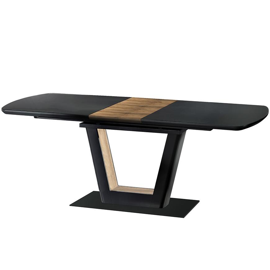 E-shop Rozkladací stôl Farrel 160/200x90cm Sklo/Mdf/Oceľ – Čierna/Orechowy
