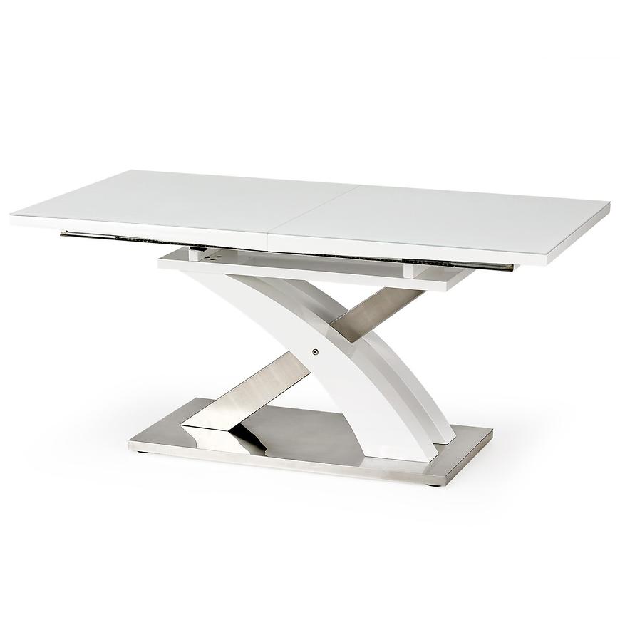 Rozkladací stôl Sandor 2 160/220x90cm  Sklo/Mdf/Oceľ – Biely