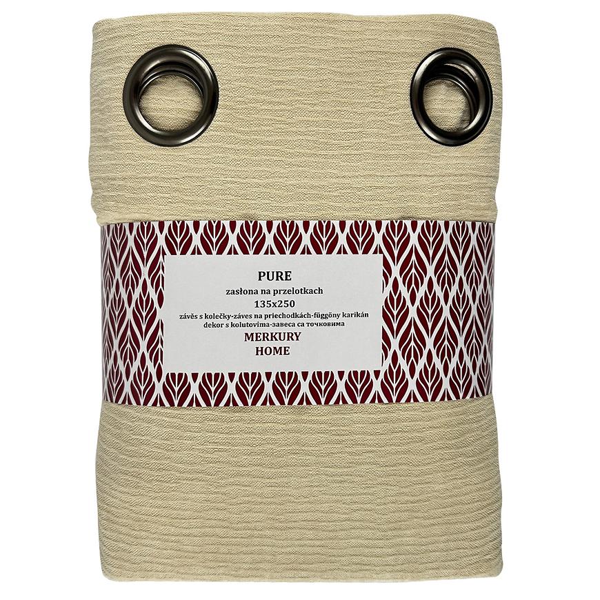 Záves na prechodkách Pure 135x250 ecru Merkury Home