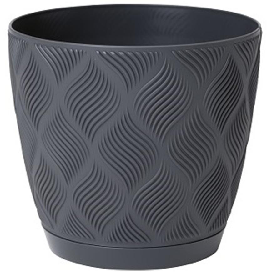 Kvetináč Flow Petit 19 s podmiskou 014 antracit