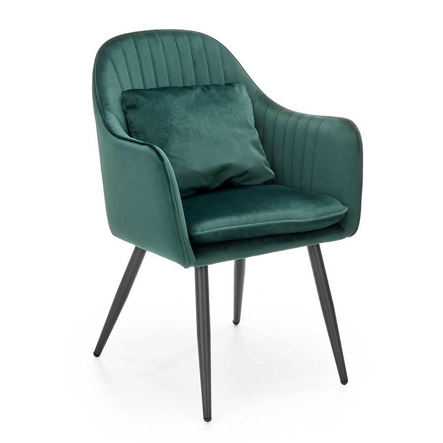 E-shop Stolička K464 velvet/kov tmavá zelená 58x59x84