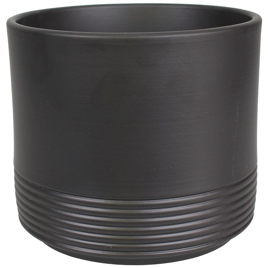 E-shop Obal na kvetináč okrúhly Rille 992 12 cm antracit mat