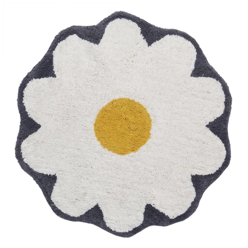 Kúpeľňový koberček Ø60cm biely Cotton Floral