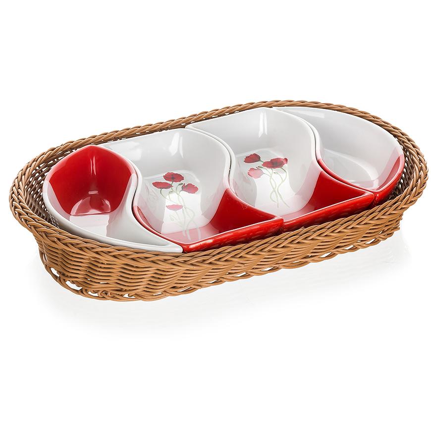 Misky v košíku 30,5 cm 4 dielna súprava Redpoppy 601559rp