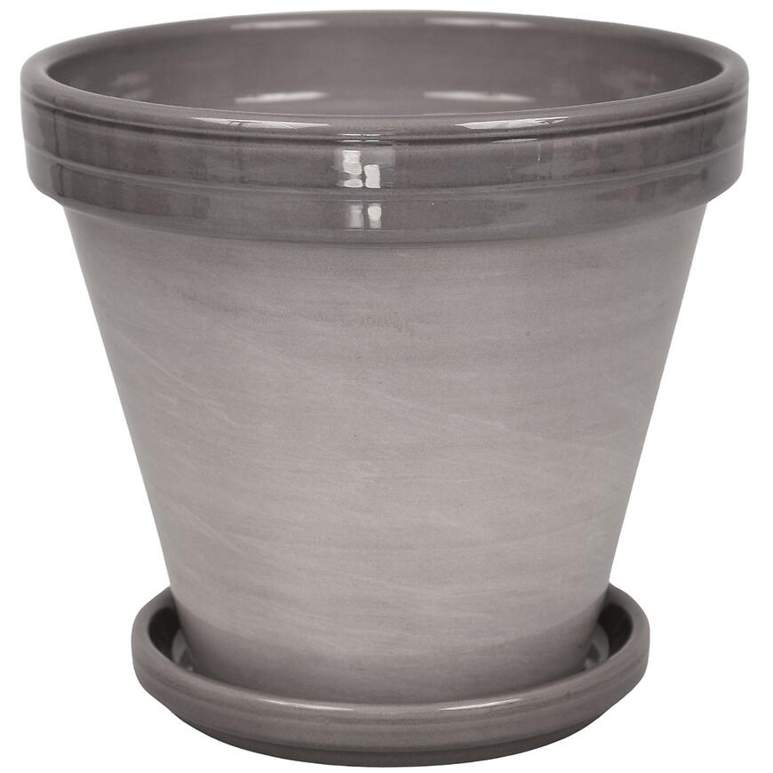 E-shop Kvetináč BLT sivá lazúra 18 cm + podmiska 16 cm