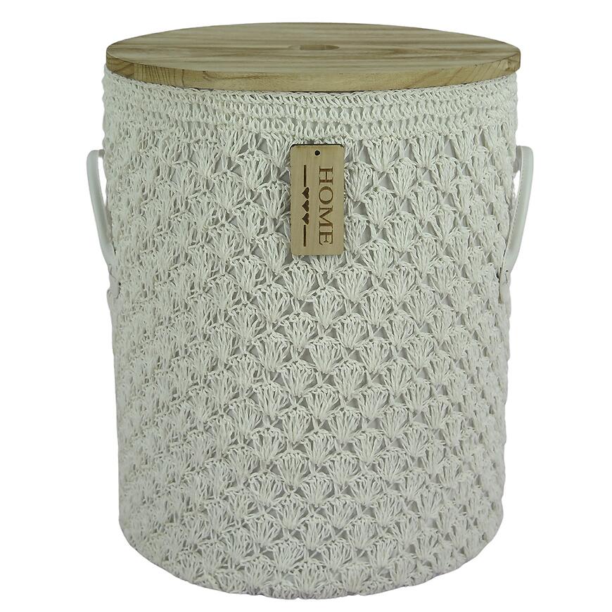 Okrúhly háčkovaný košík xxl.pr.40cm v49,5