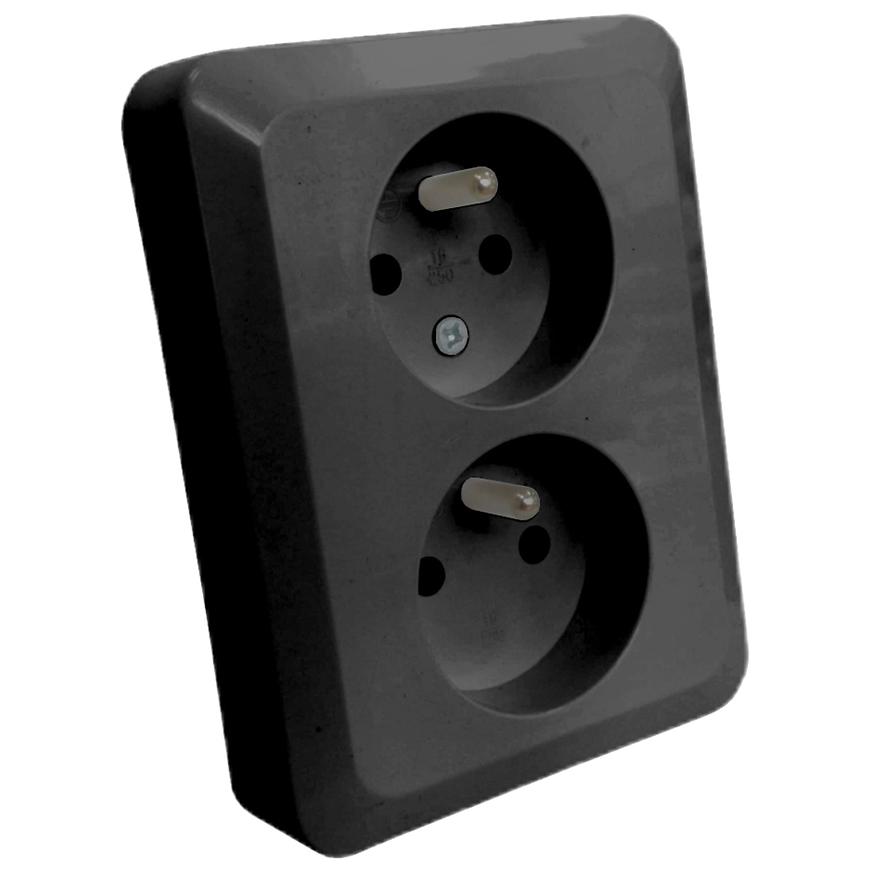 Dvojitá zásuvka czeskie Z/U SILVA black 46139