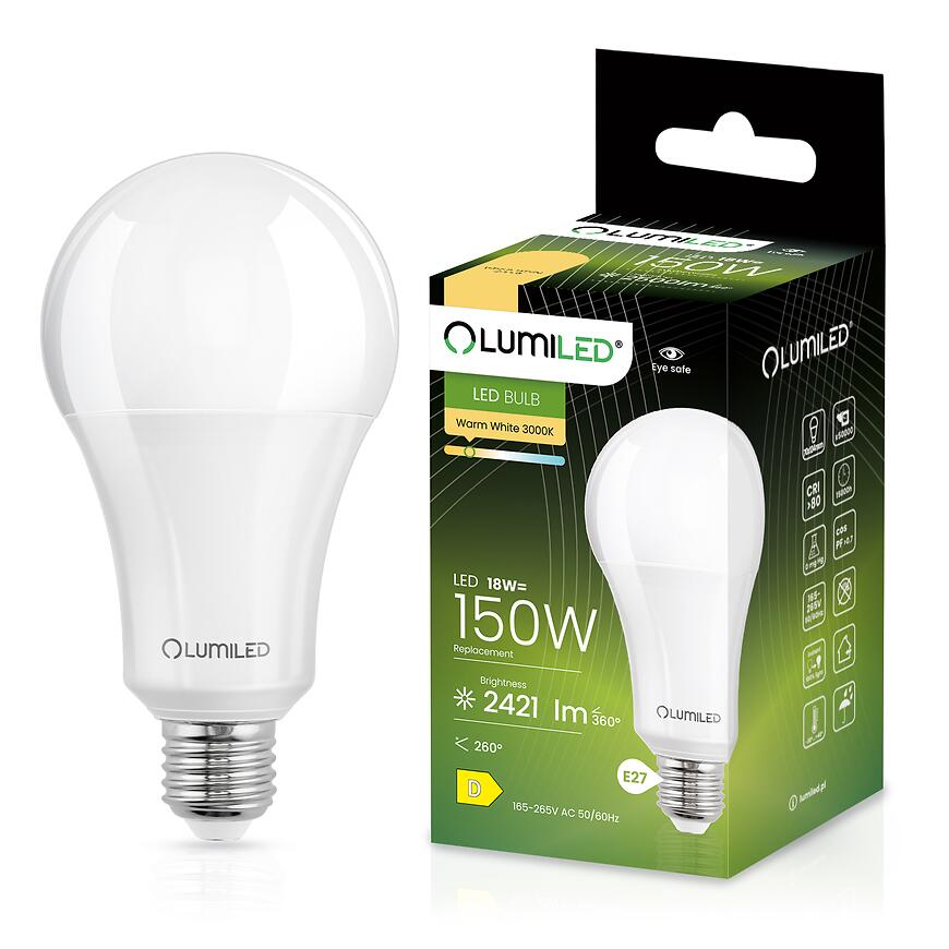Žiarovka LED A70 18W 150W E27 2421LM 3000K