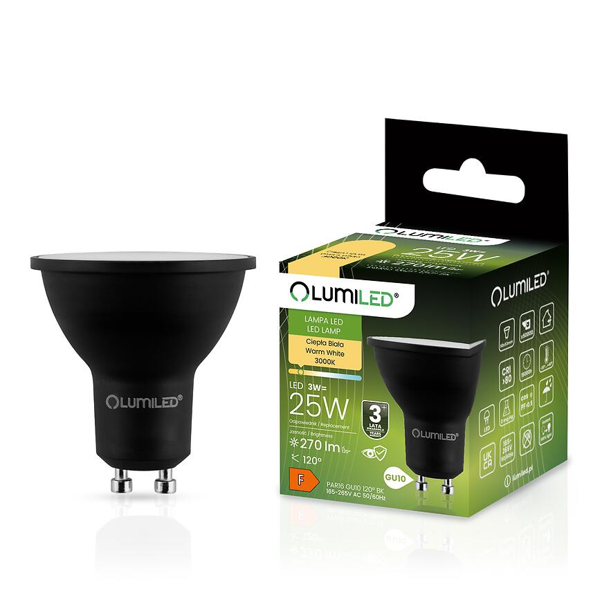 Žiarovka LED GU10 3W 270LM 120ST. CB blacka