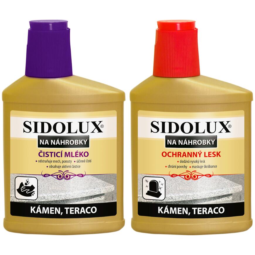 E-shop Sidolux duopack na ošetrenie náhrobných kameňov (čistič + ochranný lesk) 330+250 ml
