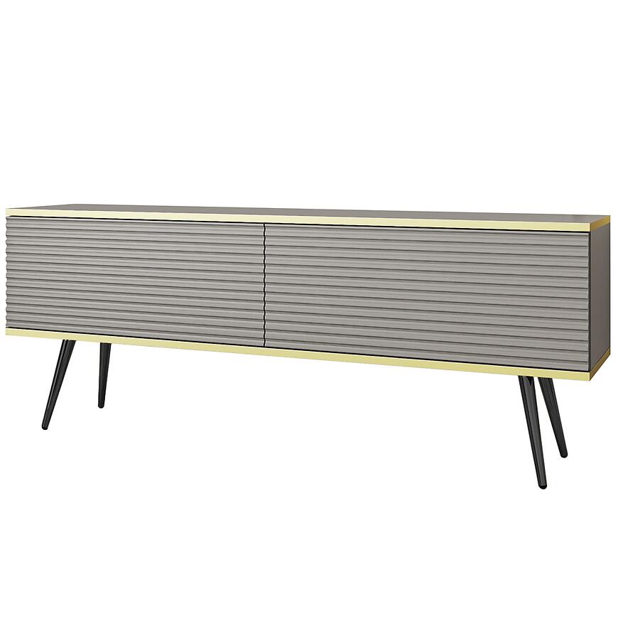 TV stolík Oro Mdf Drážkovanie 135 Sivá+ Čierne nohy