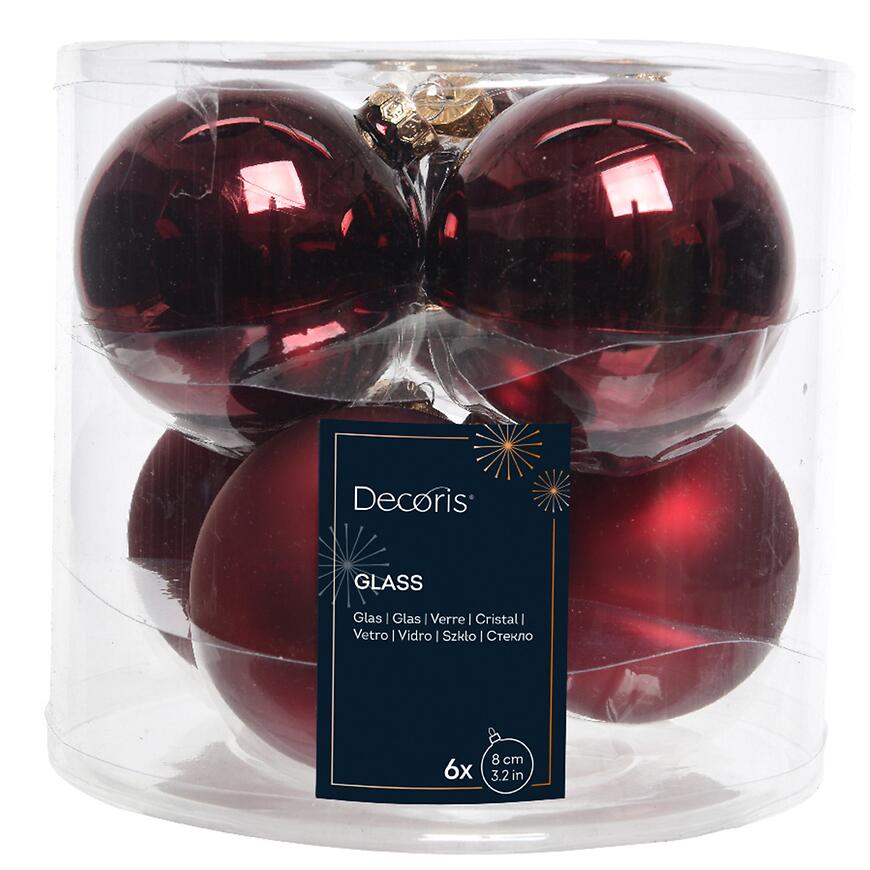 E-shop Vianočné sklenené gule 6 ks červené Ø8 cm 9140399