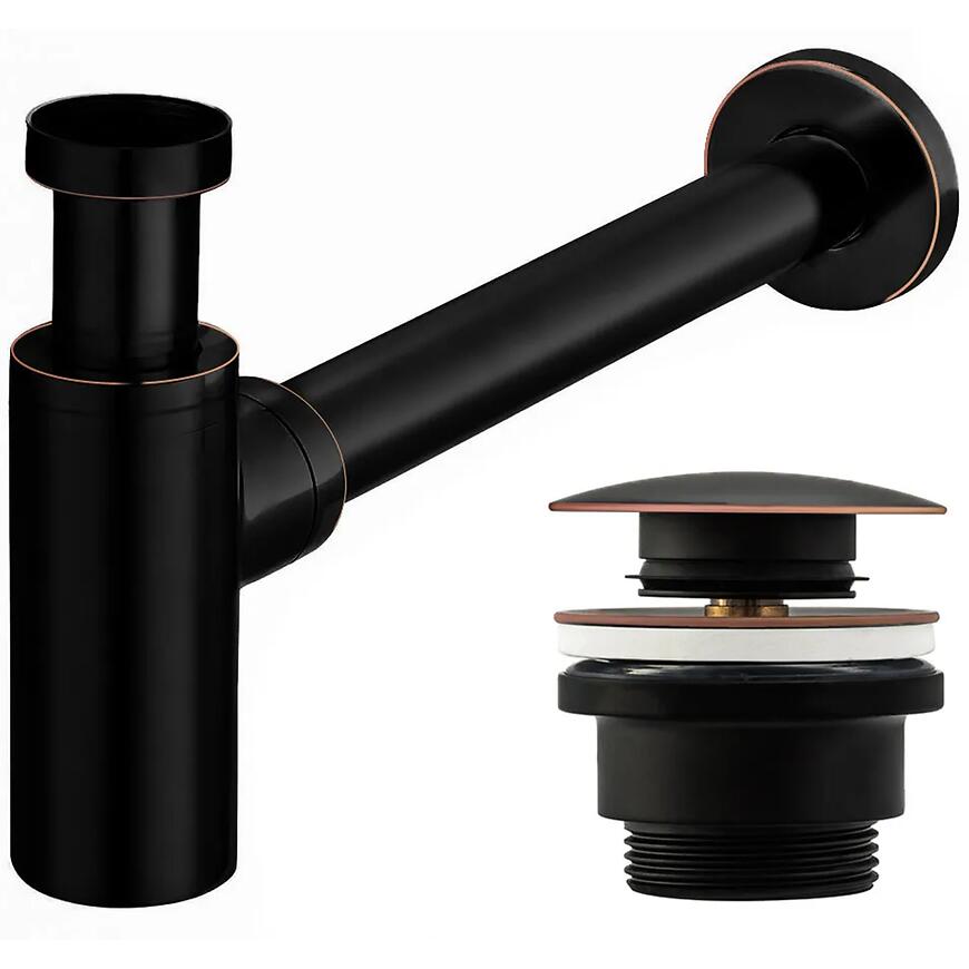 Umývadlový sifón klik-klak univerzálny Rea čierny patinový