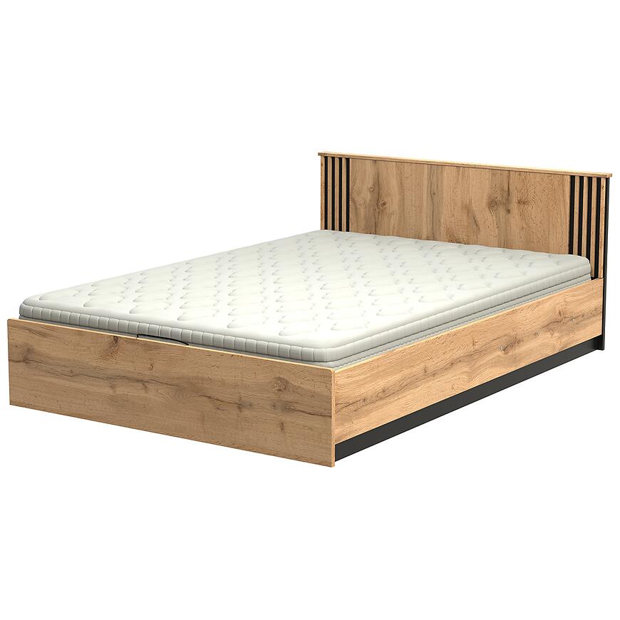 Posteľ La30 140x200 Lamelo Dub Wotan/Čierna Mat