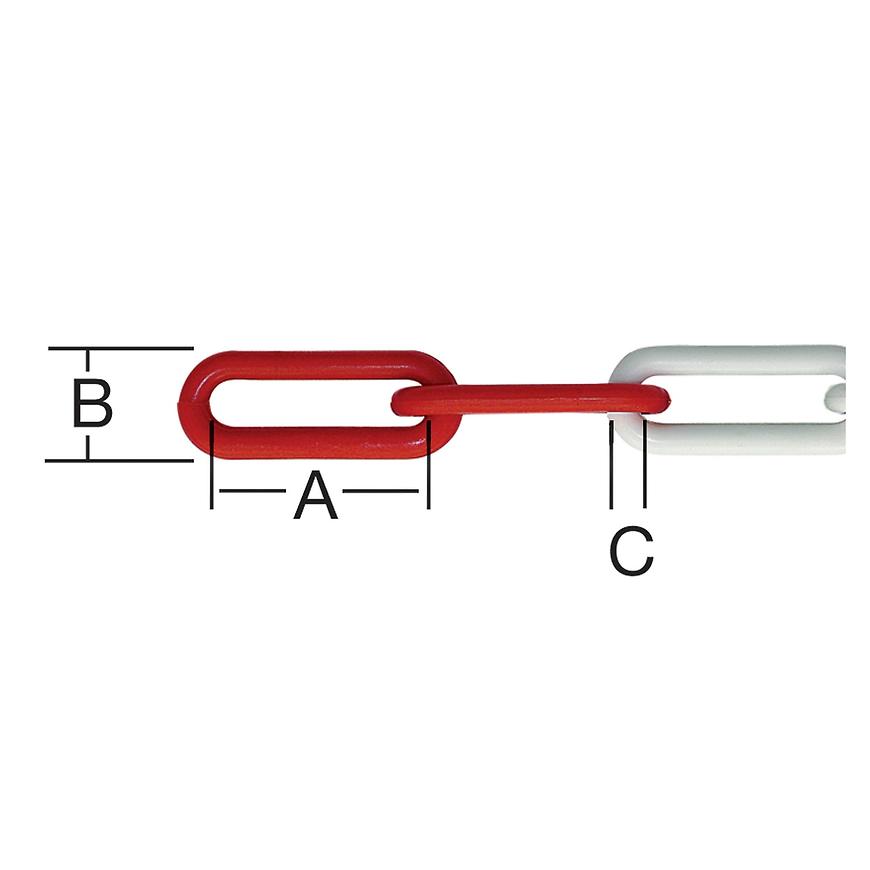 Biely a červený reťazec z pvc 6 mm / 5 metrov