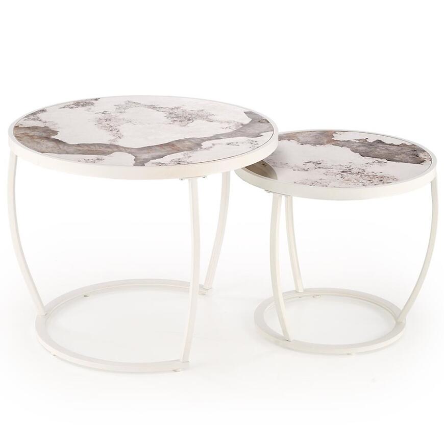 Konferenčný stolík Ines biela mramor/biela