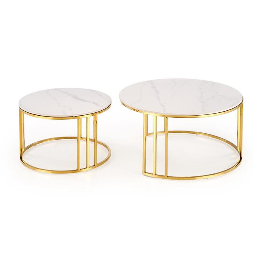 Konferenčný stolík Mercury 3 biela mramor/zlatá