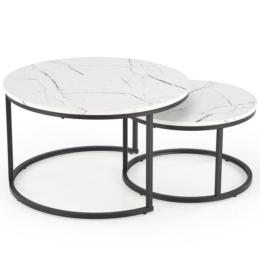 Konferenčný stolík Java biela mramor/čierna