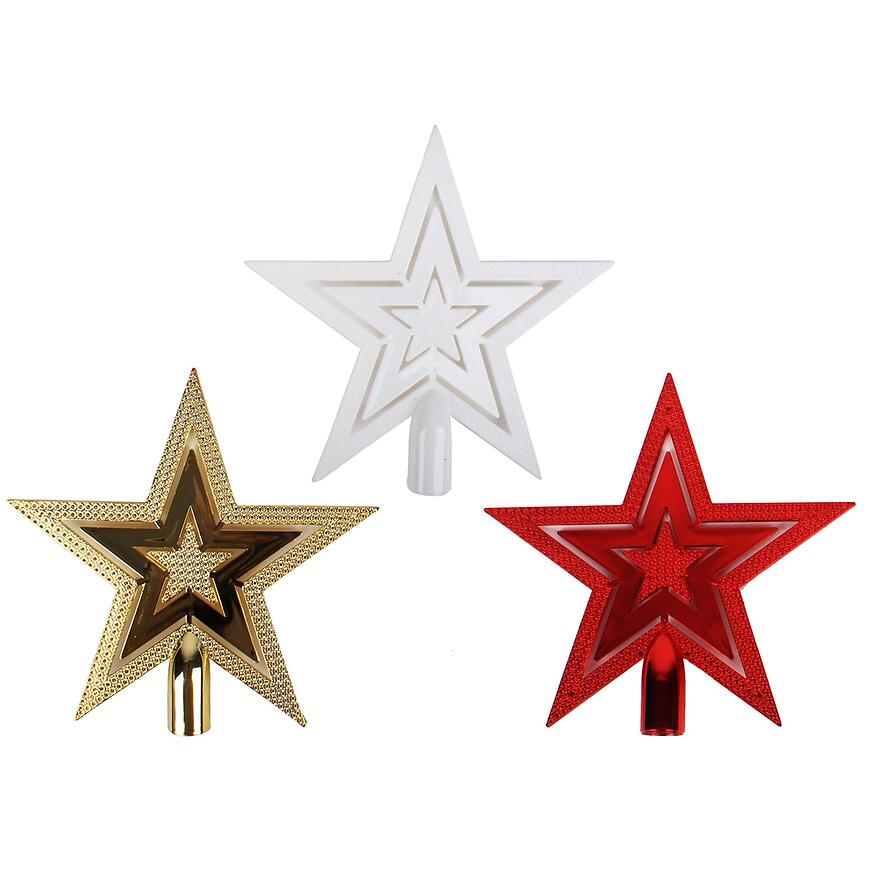 Špička na vianočný stromček hviezda 19,5 cm mix 48148