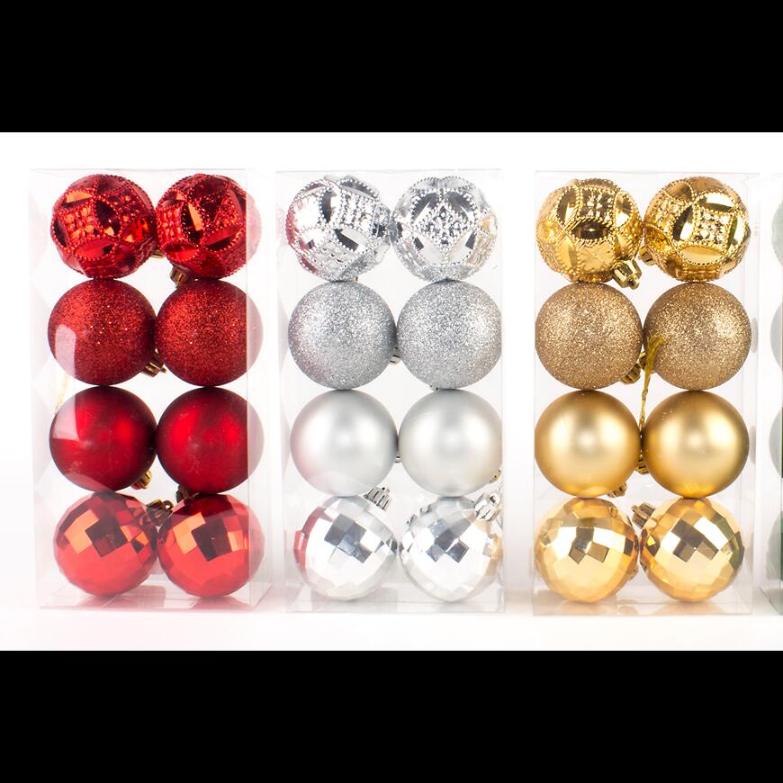 Sada vianočných gúľ priemer 8 cm, 8 kusov, mix 46058