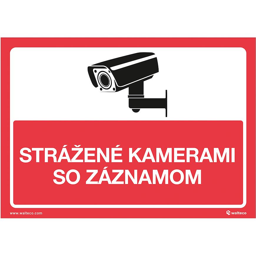 Strážené kamerami zo záznamom – červený A4, 210 x 297 mm