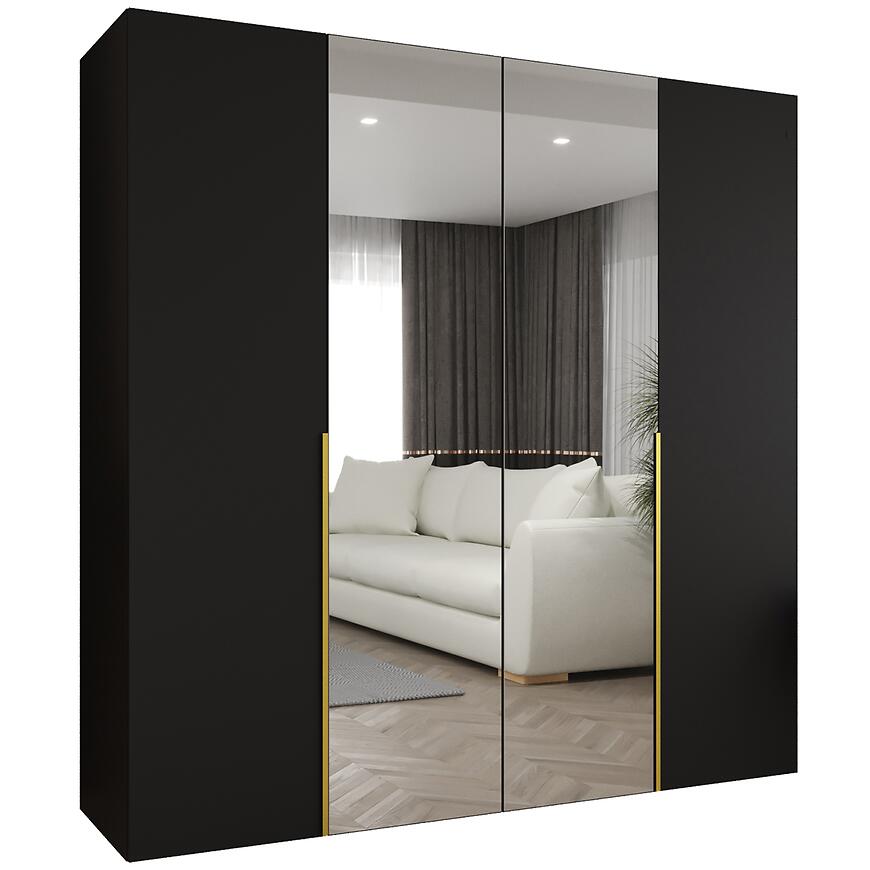 Skriňa Alicante II 200 čierna/zlatá