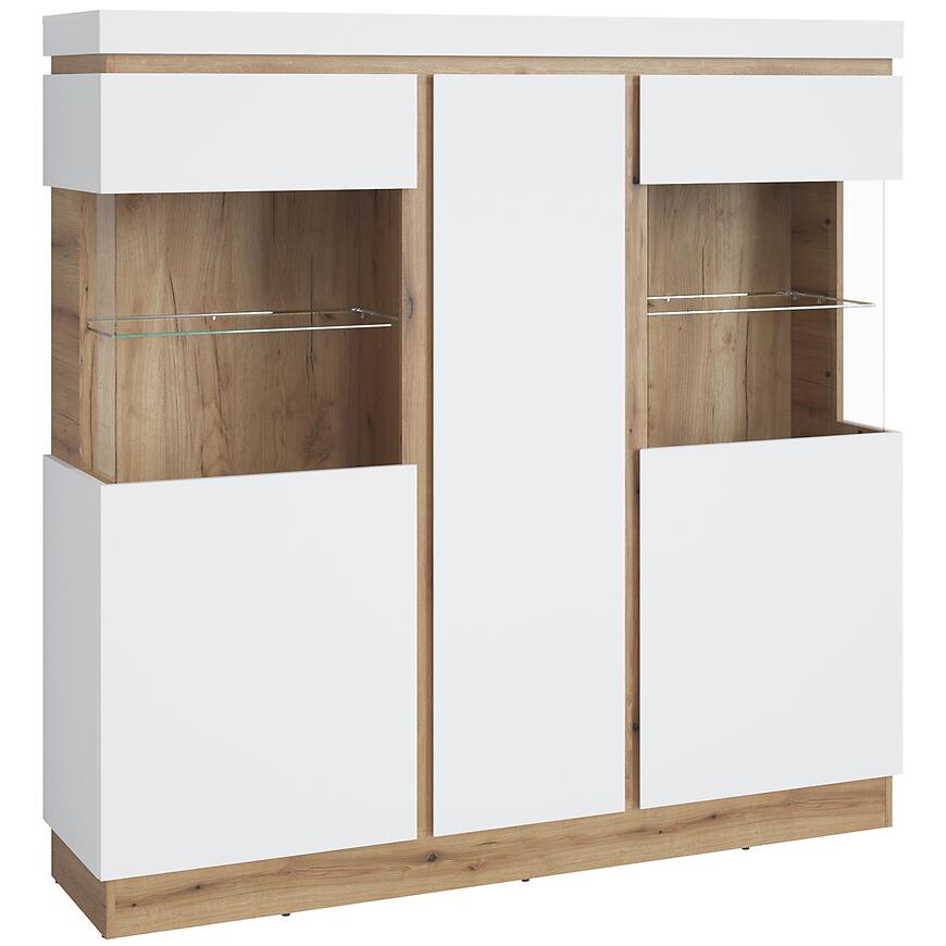 E-shop Witryna Nízka 3d Calabria Corv104 D118/U008 Dub Coast Evoke / Biela ​​Alpská