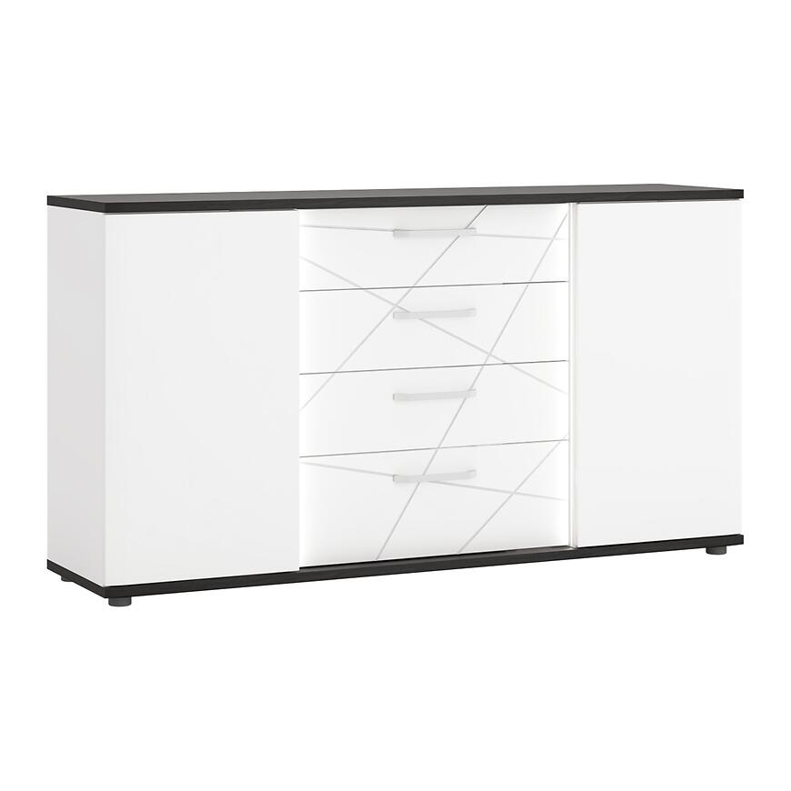 Komoda Venezia VENK01 2D4S biela alpská/dub vicenza čierna/mdf biela L