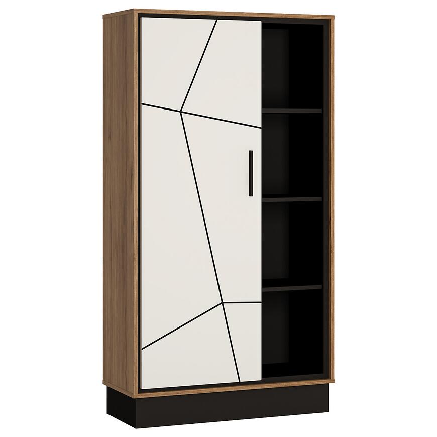 Regál Brolo BROR01 1D dub catania/čierna perla/mdf biela hg