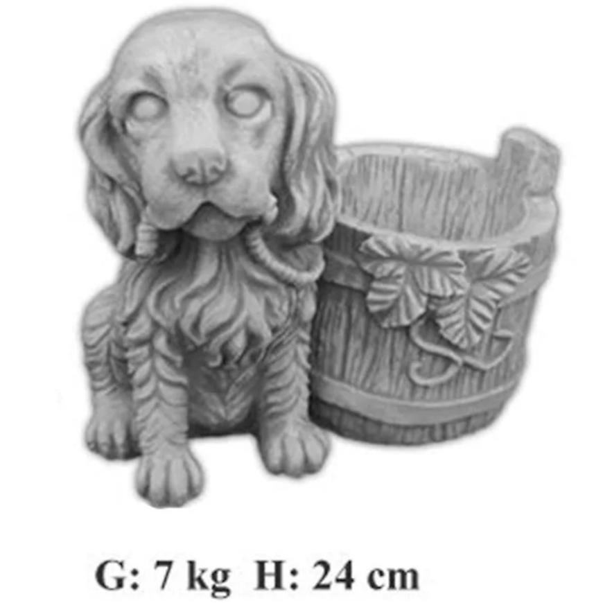 E-shop Záhradná figúrka pes s kvetináčom H:24 cm 7 kg ART-714