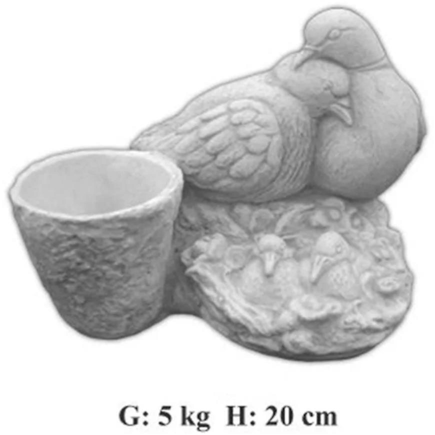 E-shop Záhradná figúrka holuby s kvetináčom H:20 cm 5 kg ART-919
