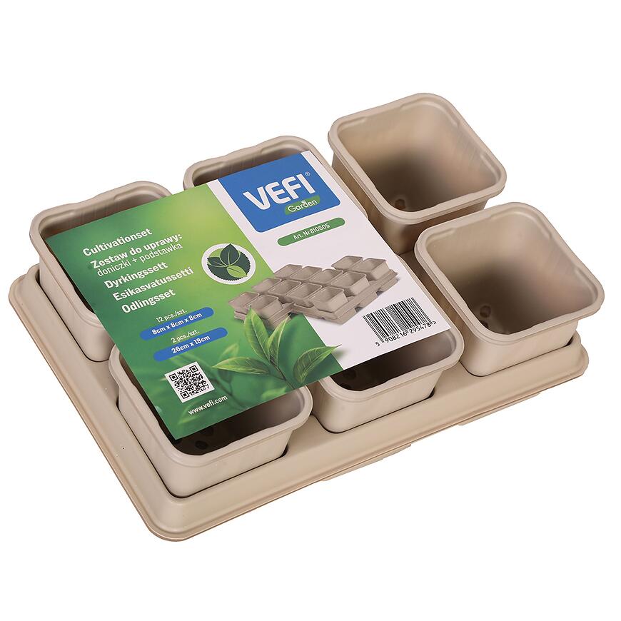 Dvojitá sada kvetináčov 8 cm so stojanmi