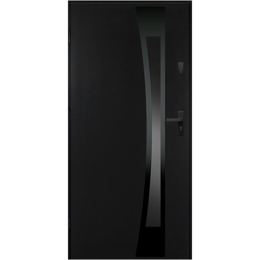 E-shop Dvere vchodové Asteria 90 L tmavý antracit čierna inox/grafitové