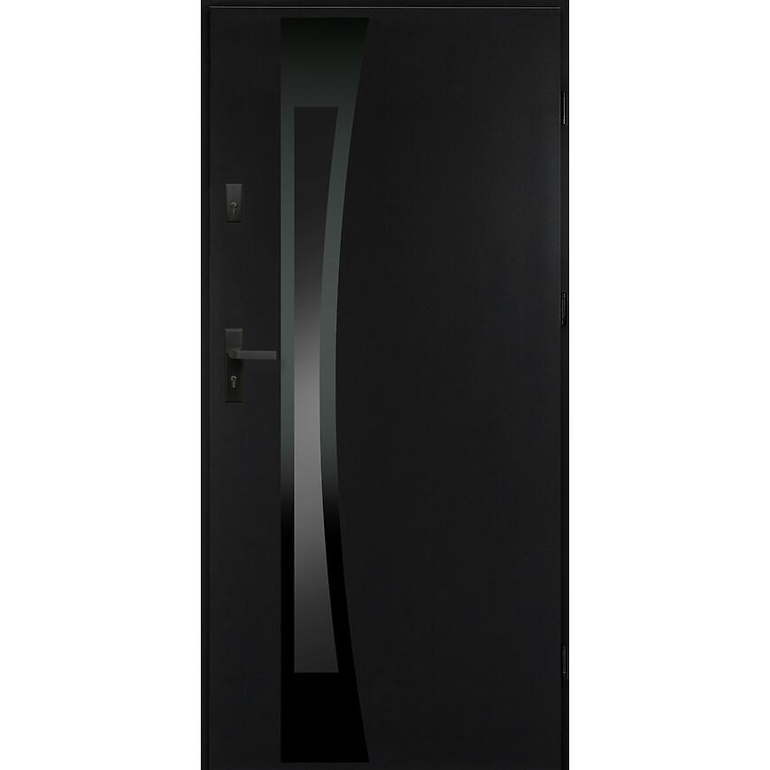E-shop Dvere vchodové Asteria 90 P tmavý antracit čierna inox/grafitové