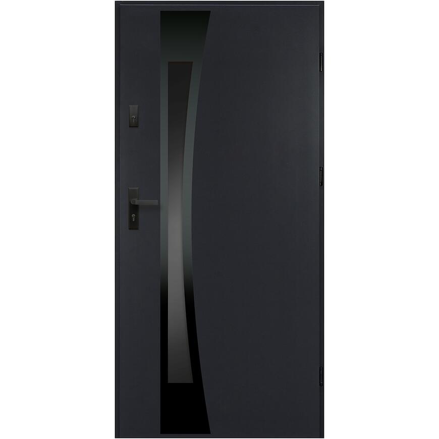 E-shop Dvere vchodové Asteria 90 P antracit čierna inox/grafitové